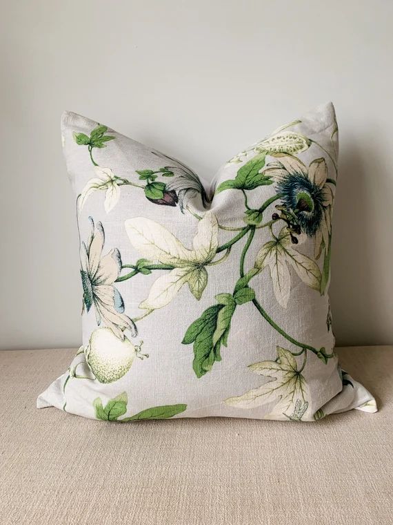 Ballard Designs Lottie Gray Passion Fruit Floral Pillow Cover - Etsy | Etsy (US)