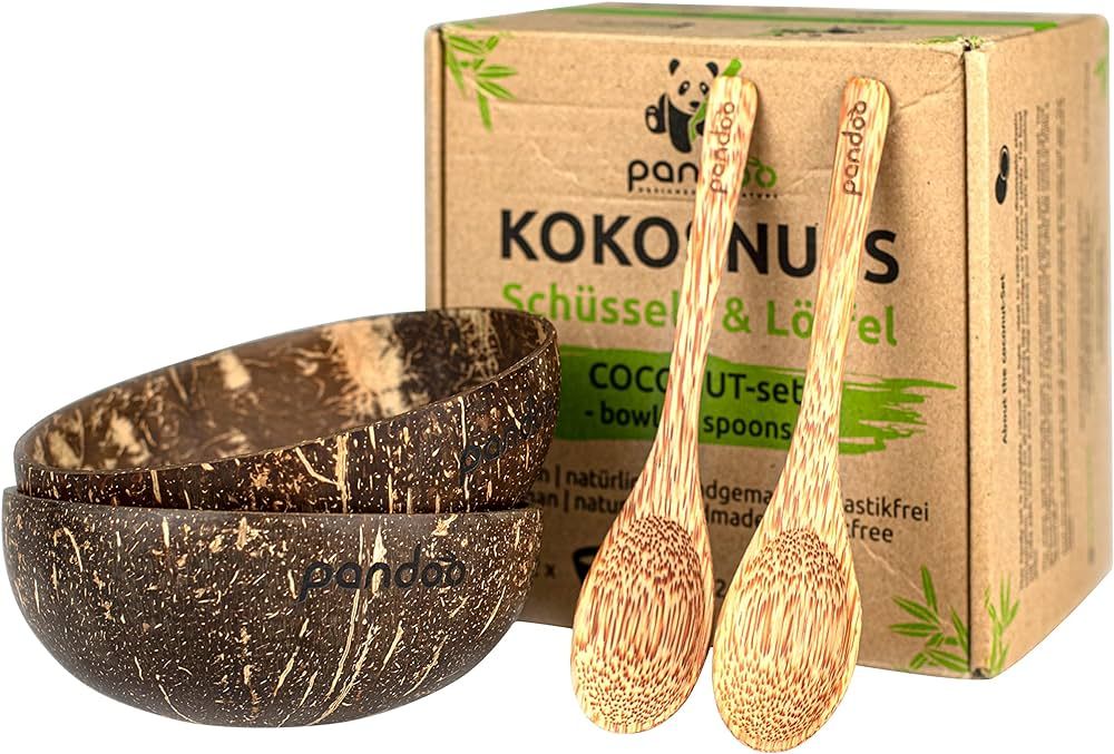 pandoo Coconut Bowls Set of 2 – 100 % Natural Product – Plastic-Free Alternative – Handmade... | Amazon (DE)