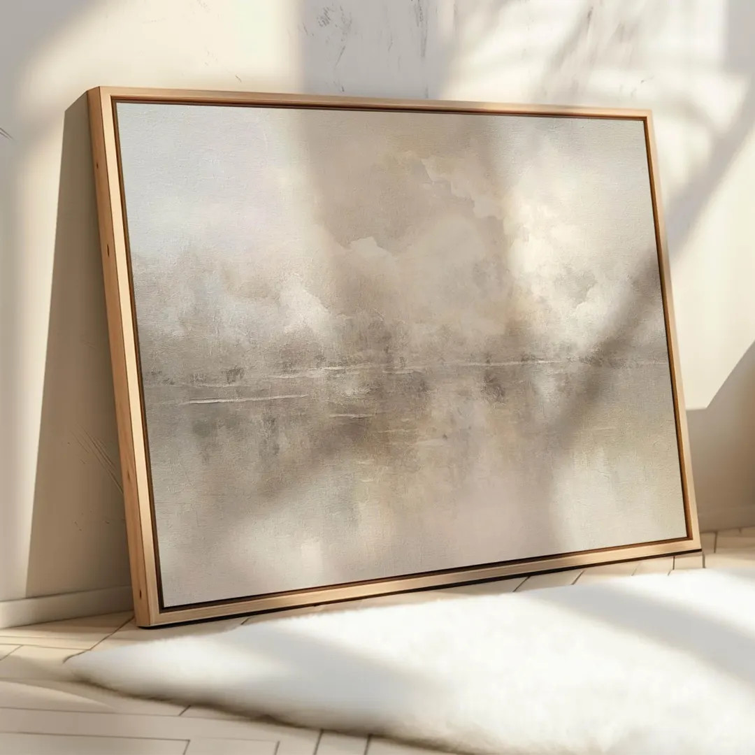 Neutral Abstract Landscape Canvas Wall Art, Floating Framed Art, Bedroom Decor, Large Living Room... | Etsy (US)