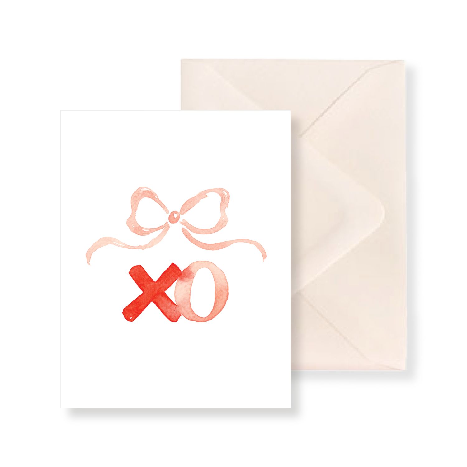 XO French Bow Watercolor Valentine's Day Greeting Card — Simply Jessica Marie | Simply Jessica Marie