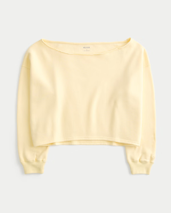 Easy Double Off-the-Shoulder Sweatshirt | Hollister (US)
