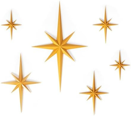 Stylor Mid Century Modern Decor, Gold Mcm Retro 3D Star Art Wall Sculpture, Plastic Starburst Dec... | Amazon (US)