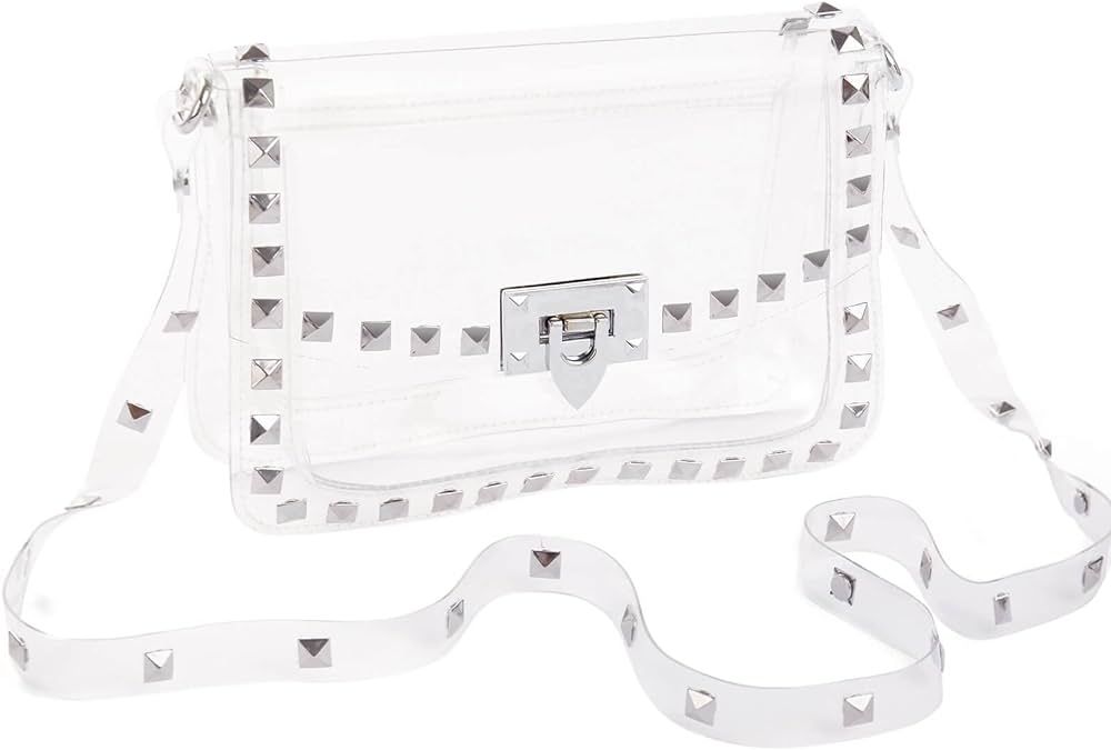 COROMAY Clear Purse for Women, Clear Crossbody Bag Stadium Approved, Fashion Rivet Decor Clear Pu... | Amazon (US)