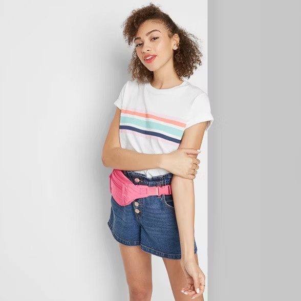 Women's Striped Short Sleeve Relaxed T-Shirt - Wild Fable™ White | Target