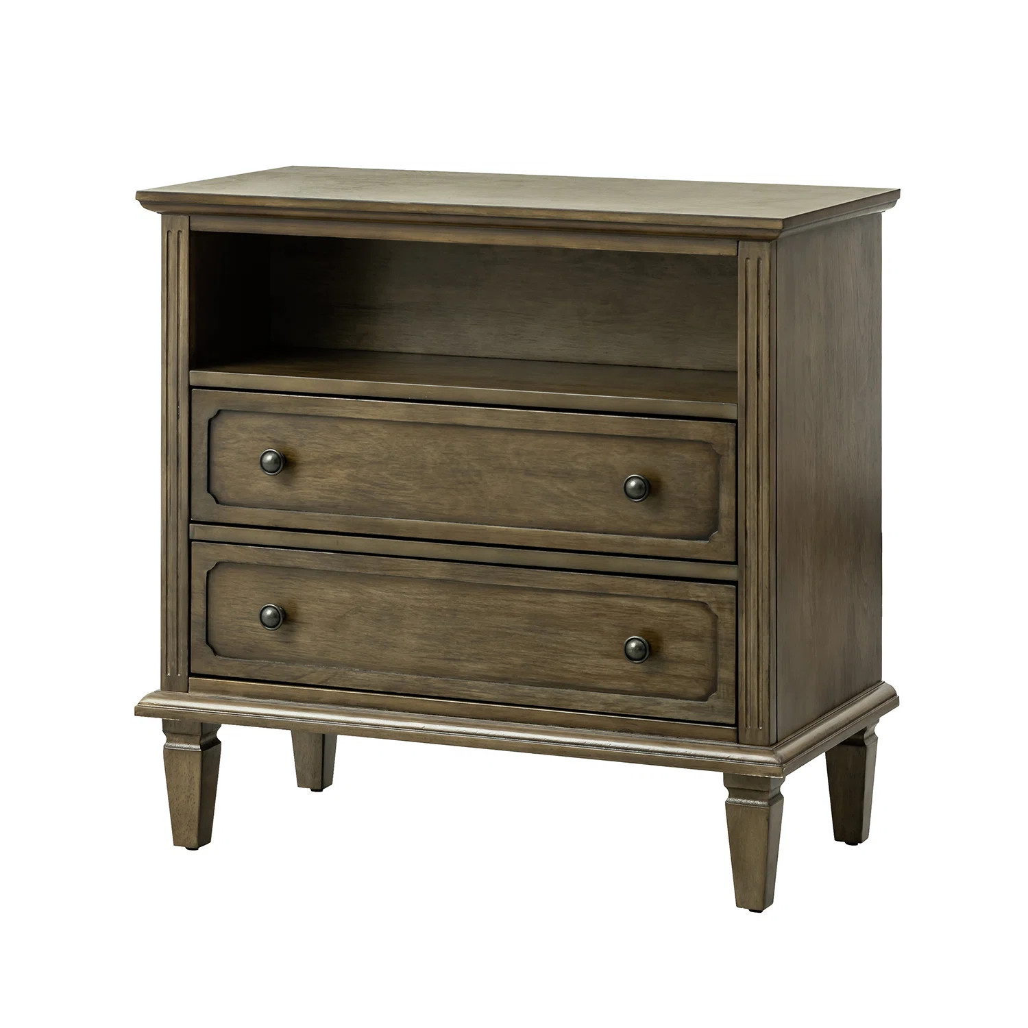 Lark Manor™ Amberlyn 2-Drawer Nightstand with Built-In Outlets and Solid Wood Legs，Open Shelv... | Wayfair North America