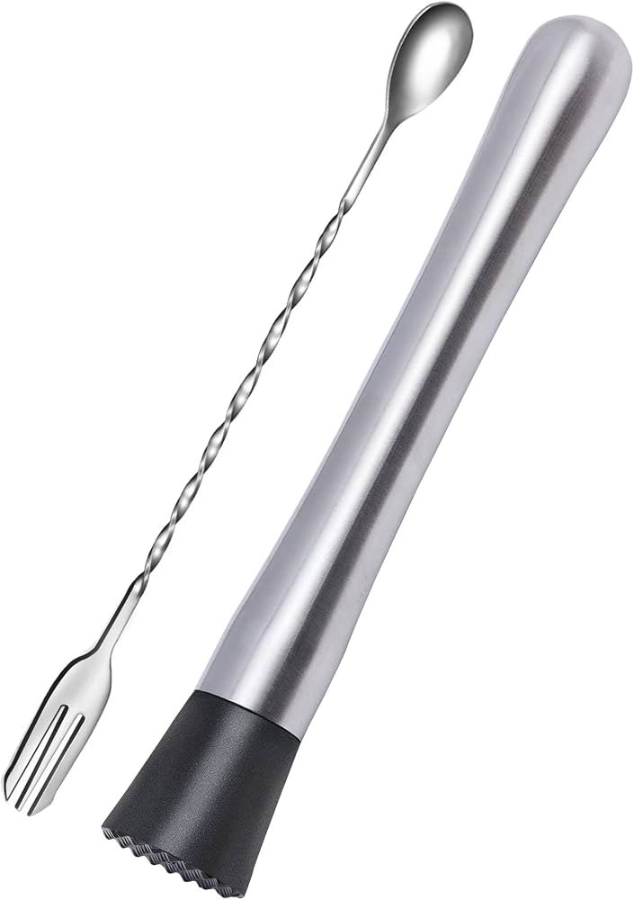 Ortarco 10 Inch Stainless Steel Muddler for Cocktail and 10 Inch Mixing Bar Spoon, 2 Pices Home B... | Amazon (US)