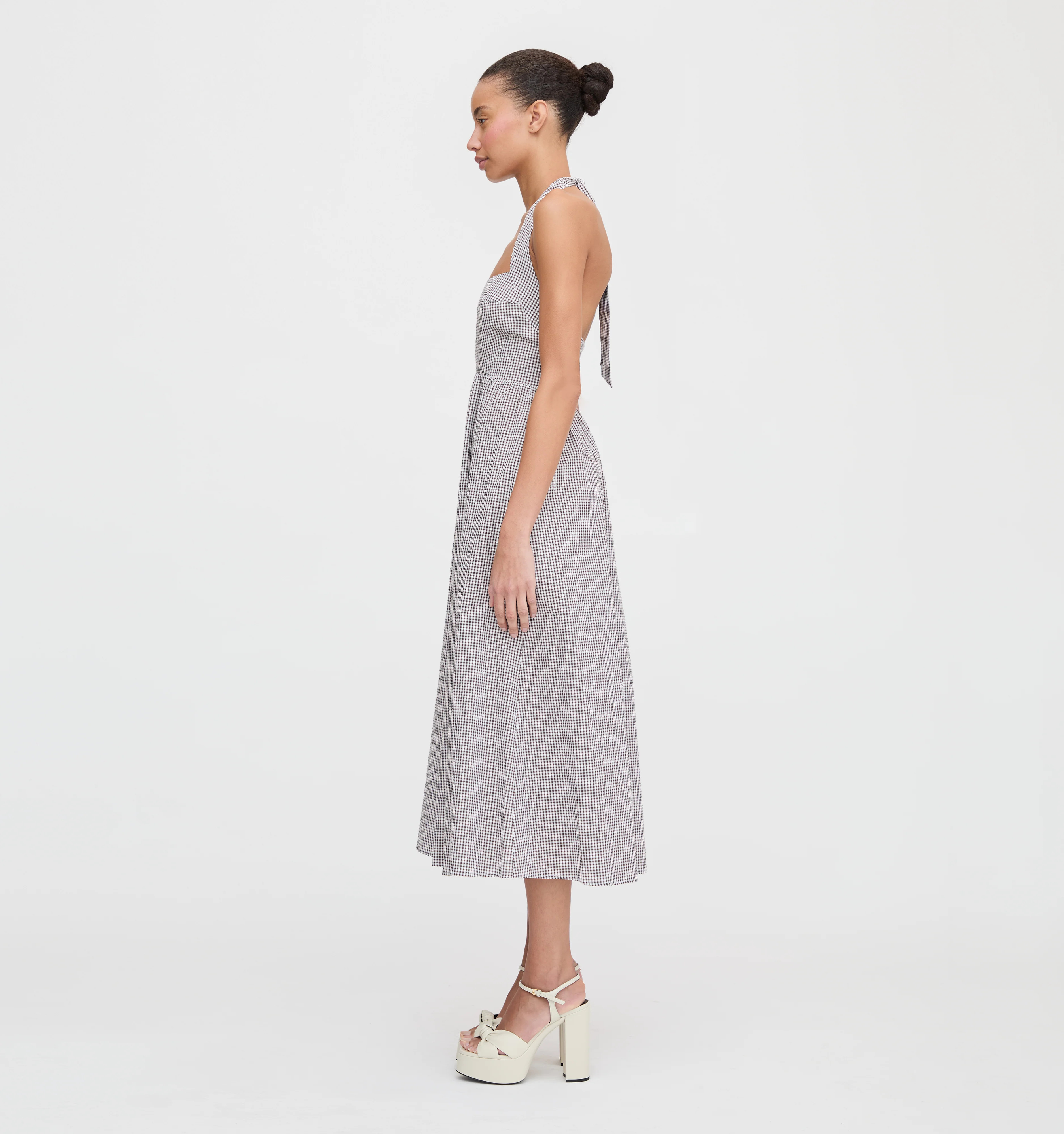 The Fleur Midi Dress - Chocolate Gingham | Hill House Home US