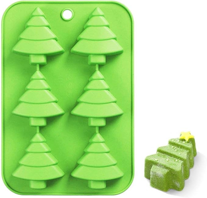 6 Christmas Tree Silicone Cake Baking Mold Cake Pan Handmade Soap Moulds Biscuit Chocolate Ice Cu... | Amazon (US)