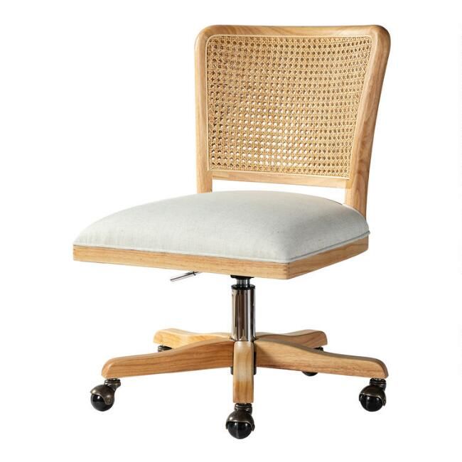 Kent Rattan Back Upholstered Office Chair | World Market