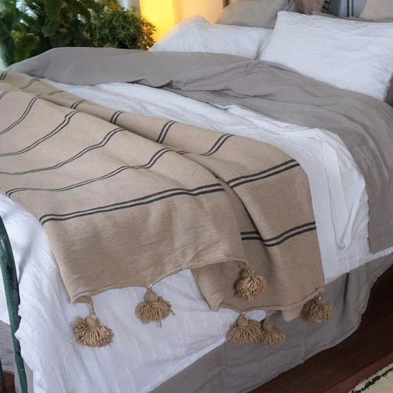 Moroccan blanket, Moroccan Pompom Blanket,bedroom blanket,moroccan throw blanket,pompom blanket,P... | Etsy (US)