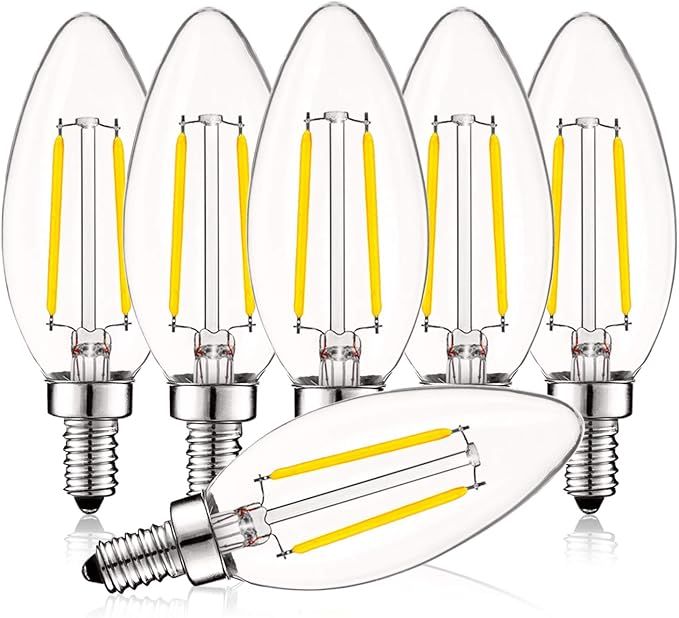 Luxrite 4W Vintage Candelabra LED Bulbs Dimmable, 400 Lumens, 4000K Cool White, LED Chandelier Li... | Amazon (US)