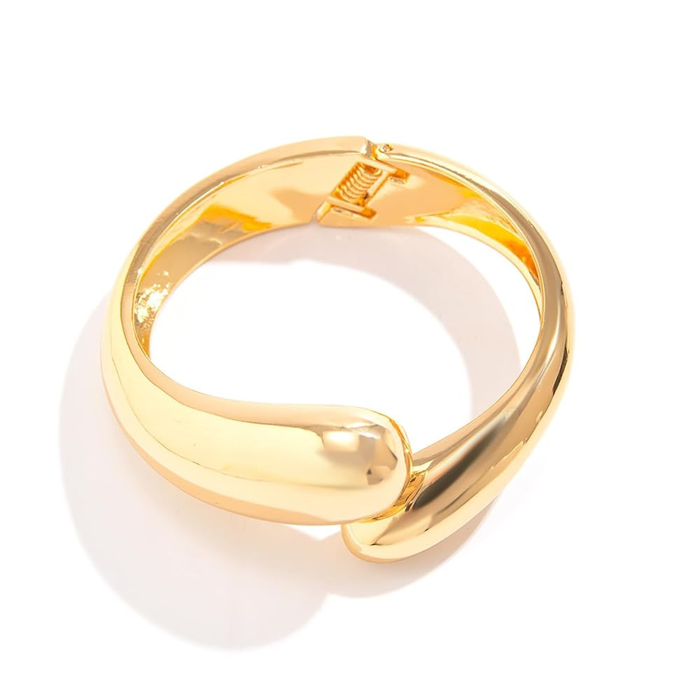 Gold Bangle Bracelets for Women Teens Trendy Chunky Adjustable Twist Cuff Bracelet Jewelry Gifts | Amazon (US)