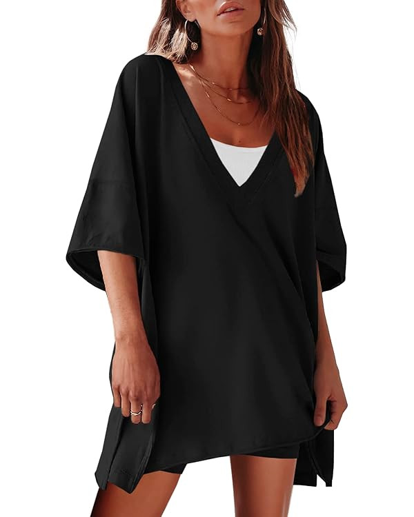 SENSERISE Womens Workout Set 2 Piece Outfits Short Sleeve V Neck T Shirts Biker Shorts Yoga Rever... | Amazon (US)