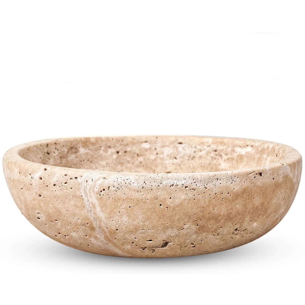 100% Solid Travertine Decorative Bowl – Handmade Marble-Finish Centerpiece & Catchall for Minim... | Wayfair North America
