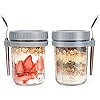 Overnight Oats Jars with Spoon and Lid 16 oz [2 Pack], Airtight Oatmeal Container with Measuremen... | Amazon (US)