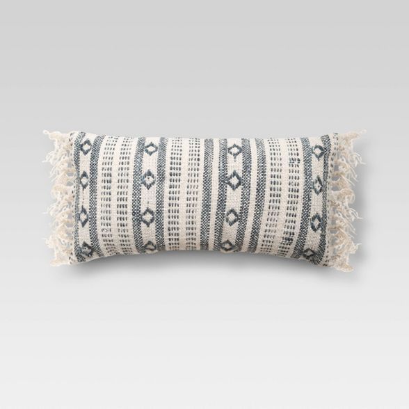 Oversized Lumbar Woven Pattern Pillow Blue/Cream - Threshold™ | Target