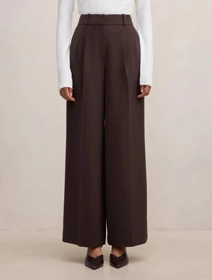 Eva Petite Pleat Wide Leg Pant Chocolate | Ever New (CA)