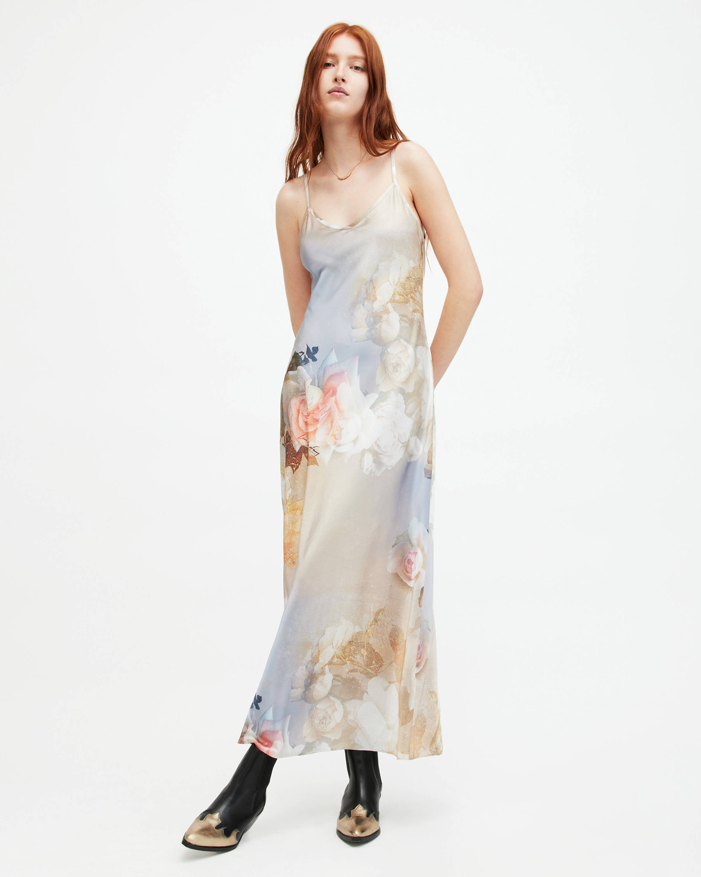 Bryony Rosalia Floral Midi Slip Dress SUNRISE BLUE | ALLSAINTS | AllSaints UK