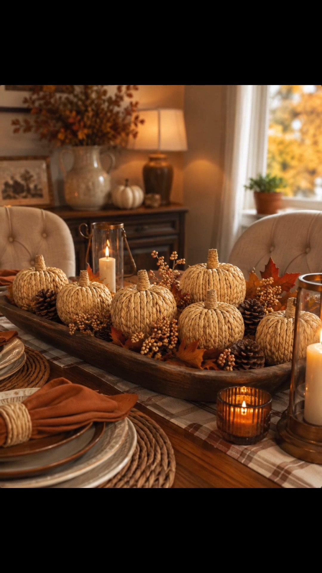 🍁Amazon.com Fall Table Setting Finds! Recreate this designer look for a fraction of the price! These 4.3” Braided Cornhusk Pumpkins come in a set of 6 and are perfect for creating that warm, elevated fall look without overwhelming your space. 🤎

Style them in a dough bowl, add a plaid table runner, rattan placemats, and coordinating napkins and rings —they’re giving cozy designer fall vibes! 🎃✨

#AmazonCreator #FallDecor #FallHomeDecor #CozyHome #CuratedByAubree
