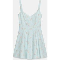 Zara - Floral Poplin Short Dress - Sky Blue - Xs - Woman | Zara US