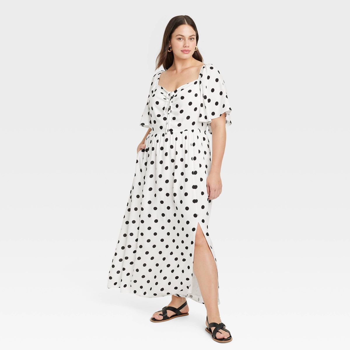 Women's Flutter Short Sleeve Maxi A-Line Dress - Ava & Viv™ | Target
