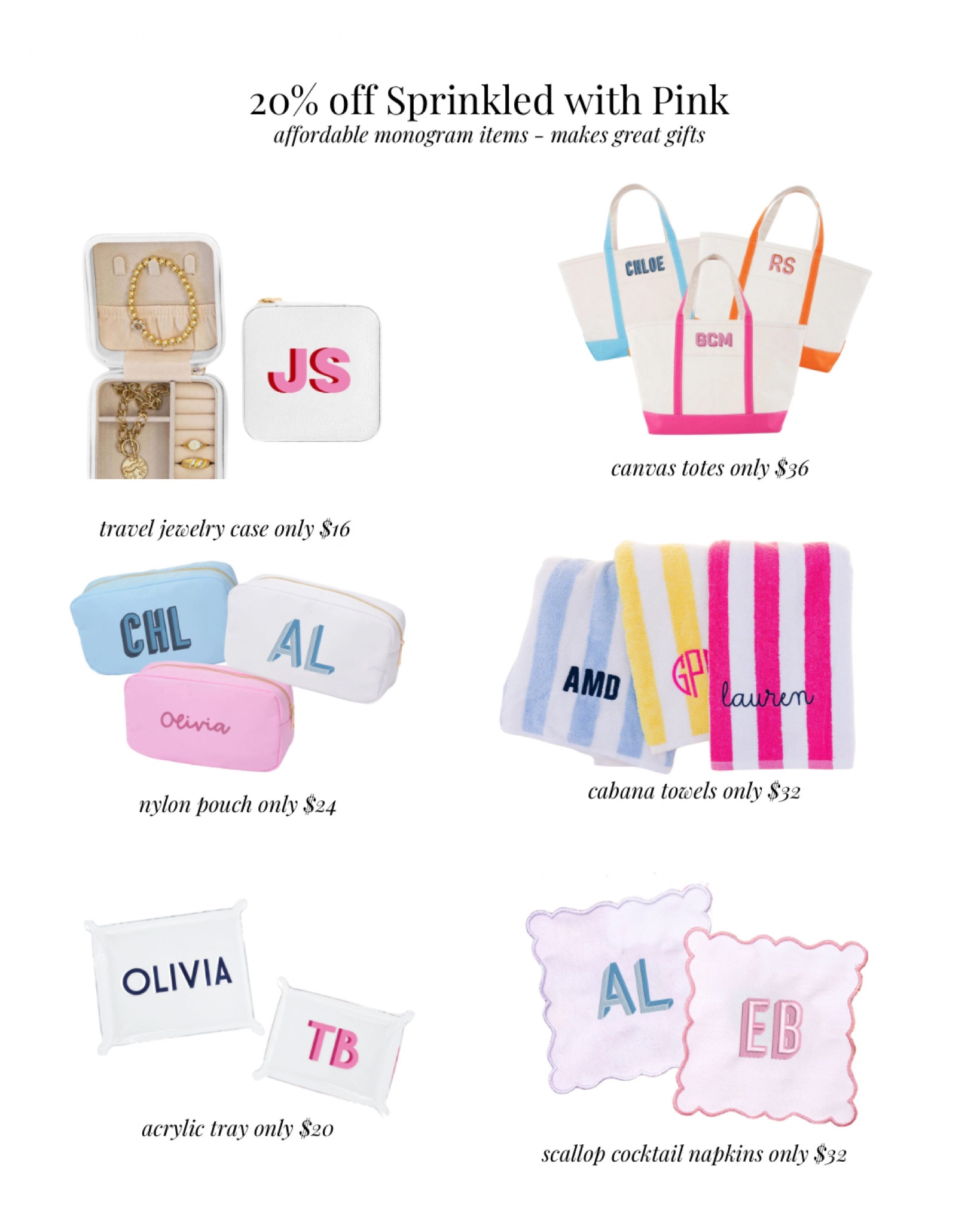 I own 4 of the 6 here and use on a regular basis! Such a good deal on monogrammed items—stock up for upcoming gifts! 

#LTKSaleAlert #LTKFindsUnder50 #LTKGiftGuide