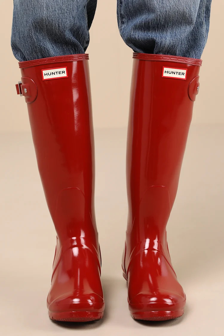 Original Tall Military Red Glossy Rain Boots | Lulus