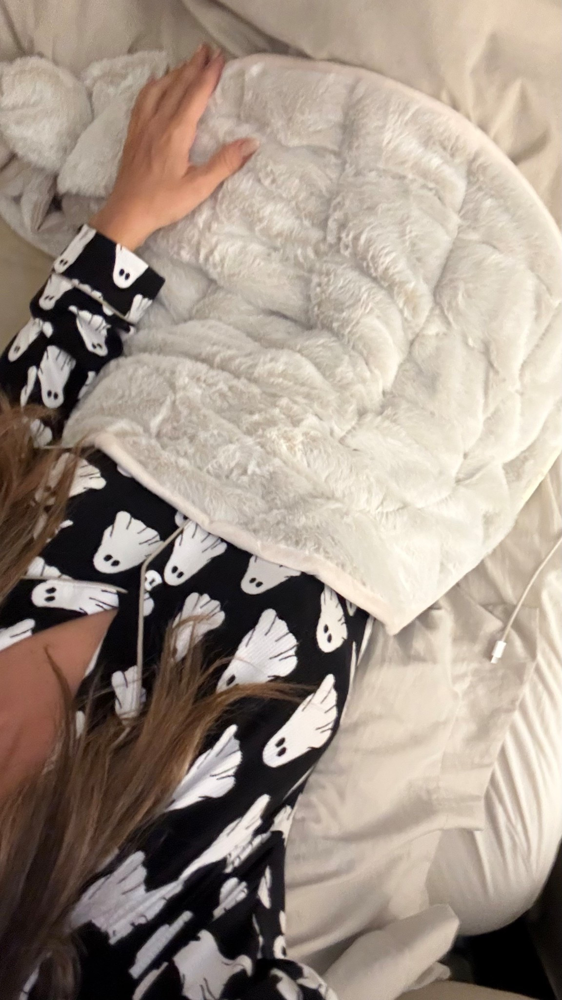 Weighted blanket for deeper sleep and stress relief and Halloween pj