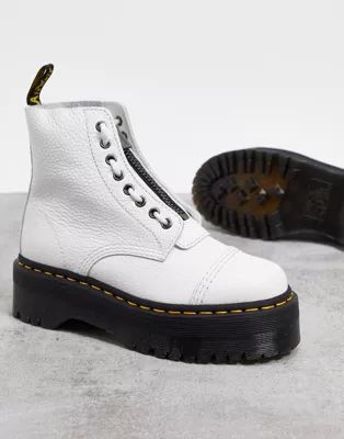 Dr Martens Sinclair flatform zip leather boots in white | ASOS | ASOS (Global)