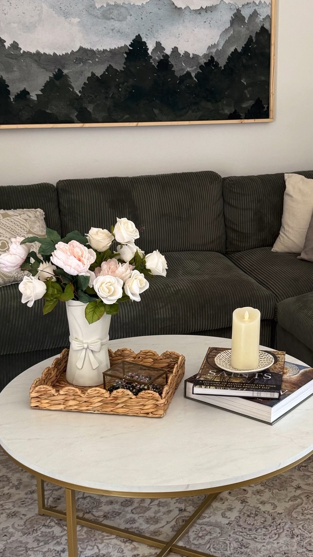 Restyled the coffee table with the rattan tray from Walmart, bow vase and coffee table books. Grab thee pieces today for your home. 

#LTKStyleTip #LTKHome #LTKFindsUnder50