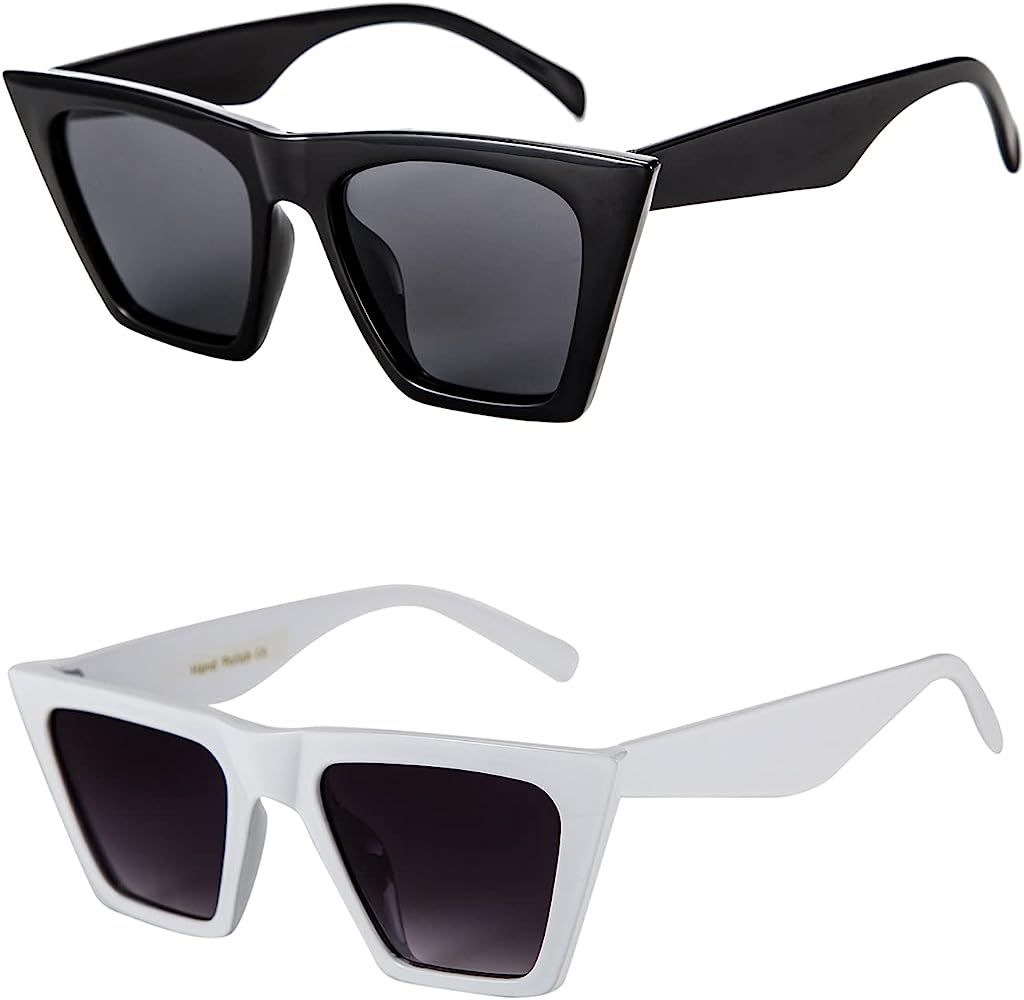 FEISEDY 2 PACK Vintage Square Cat Eye Sunglasses Women Trendy Cateye Sunglasses B2473-F2 | Amazon (US)