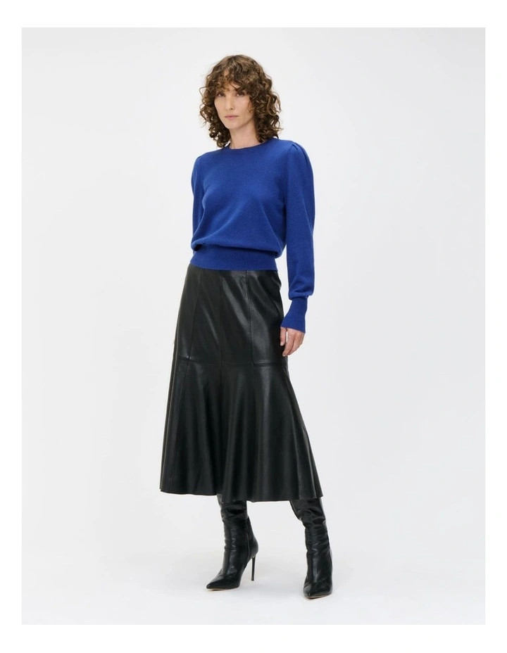 Veronika MaineExtrafine Merino Blend Tuck Sleeve Knit in Cobalt | Myer