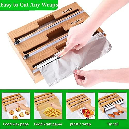 Plastic Wrap Dispenser with Cutter and Labels, 3 in 1 Foil and Plastic Wrap Organizer, Aluminum F... | Amazon (US)