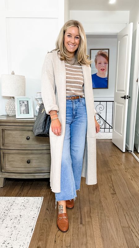 Obsessed with how soft my life is in this outfit! Small sweater tee and coatigan. True to size jeans. (I’m actually squeezing into a 28 but need the 29!) CLASSIC length. These jeans are my top seller and for good reason. They’re amazing. While the j. Crew ones are sold out, I linked Buffalo ones bc they’re basically identical! I own both and love both equally! 

#LTKmidsize #LTKstyletip #LTKfindsunder50