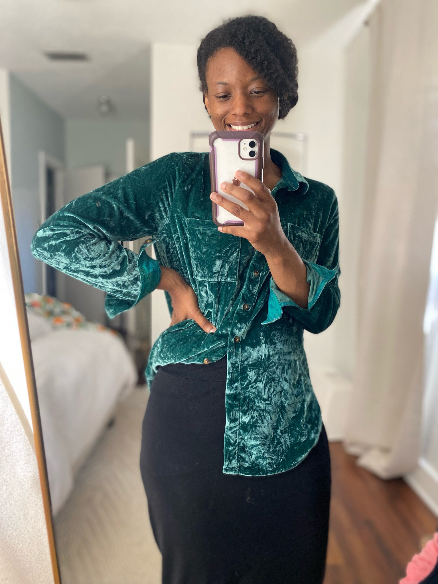 Crushed velvet button down great for the thanksgiving and well into new years  

#LTKstyletip #LTKSeasonal #LTKHoliday