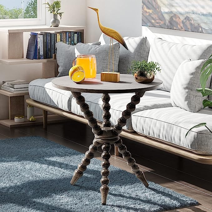 COZAYH Rustic Farmhouse End Table, Contemporary Turned Legs Spindle Table for Family, Dinning or ... | Amazon (US)