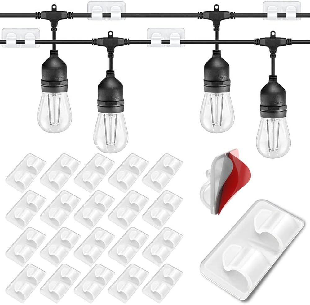Outdoor Light Clips: 22 Clips Clear - Hooks for Outdoor String Lights - Light Clips for Outside I... | Amazon (US)
