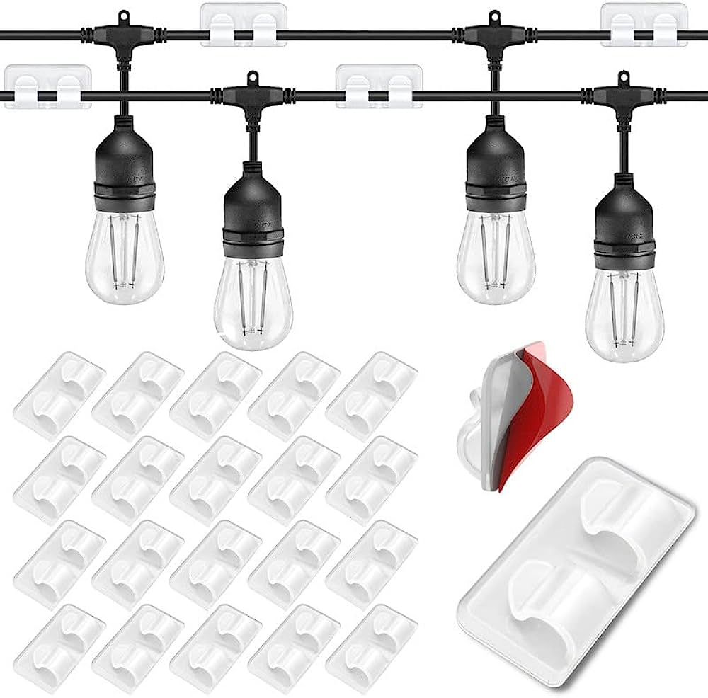 Outdoor Light Clips: 22 Clips Clear - Hooks for Outdoor String Lights - Light Clips for Outside I... | Amazon (US)