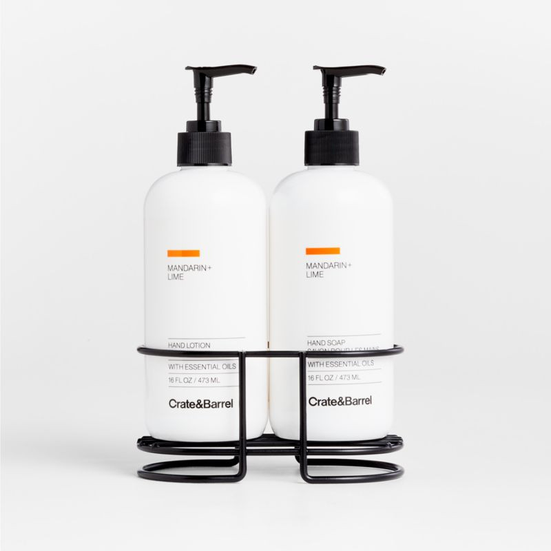 Mandarin + Lime Hand Soap & Lotion 3-Piece Kitchen Set | Crate & Barrel | Crate & Barrel