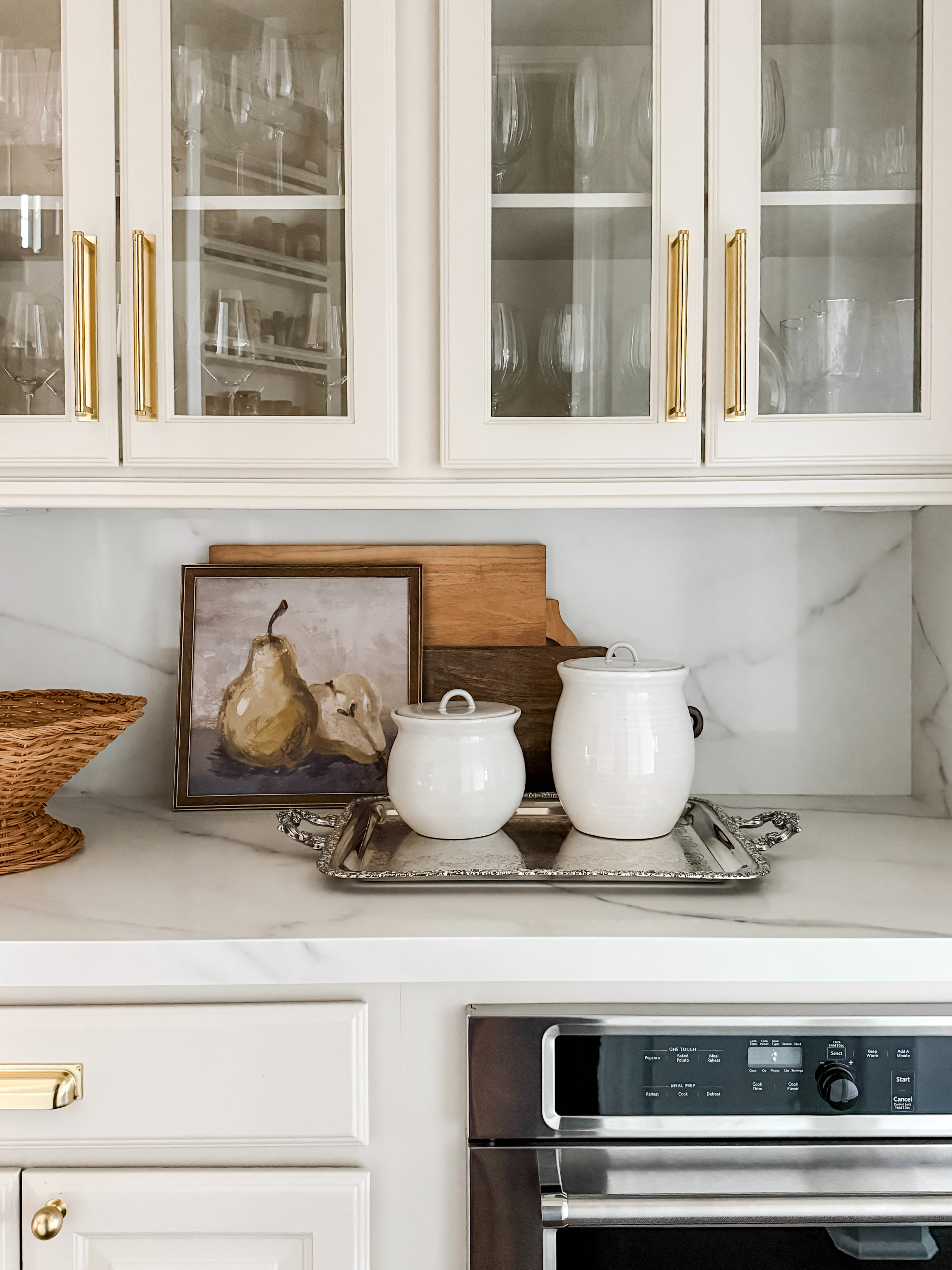 Neutral home decor accents for the kitchen  beige white gray  kitchen accents  silver tray for the kitchen  kitchen storage jars  ceramic kitchen jars  neutral home finds  viral home decor finds  

 #LTKHome #LTKStyleTip