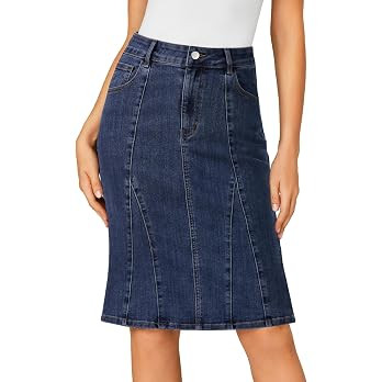 LYANER Women's High Waisted Denim Skirt | Summer Knee Length Pencil Mermaid Stretch Jean Skirts w... | Amazon (US)