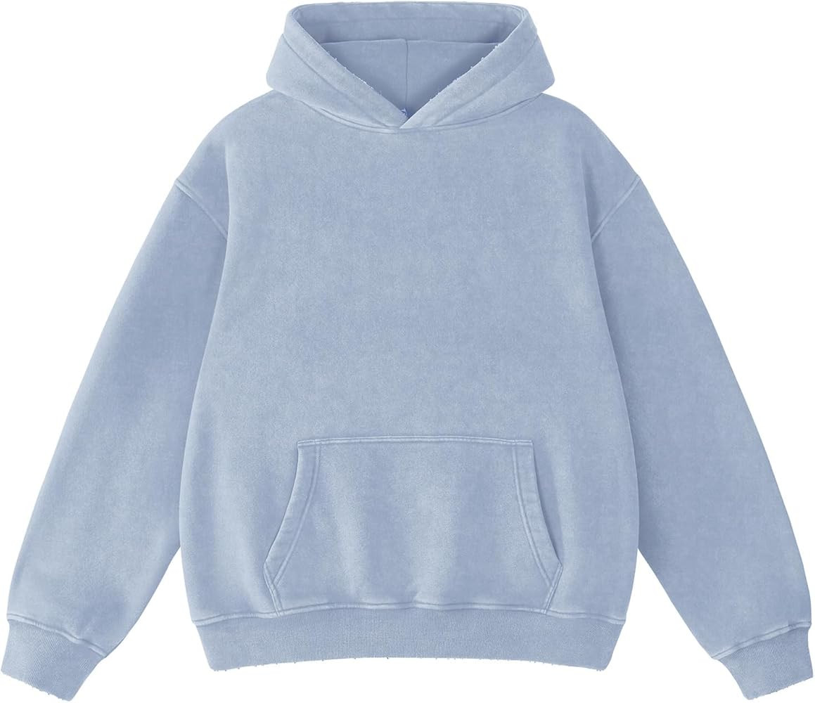 FAIABLE Womens Oversized Acid Wash Hoodie Unisex Heavyweight Cotton Hoodies Fleece Vintage Washed... | Amazon (US)