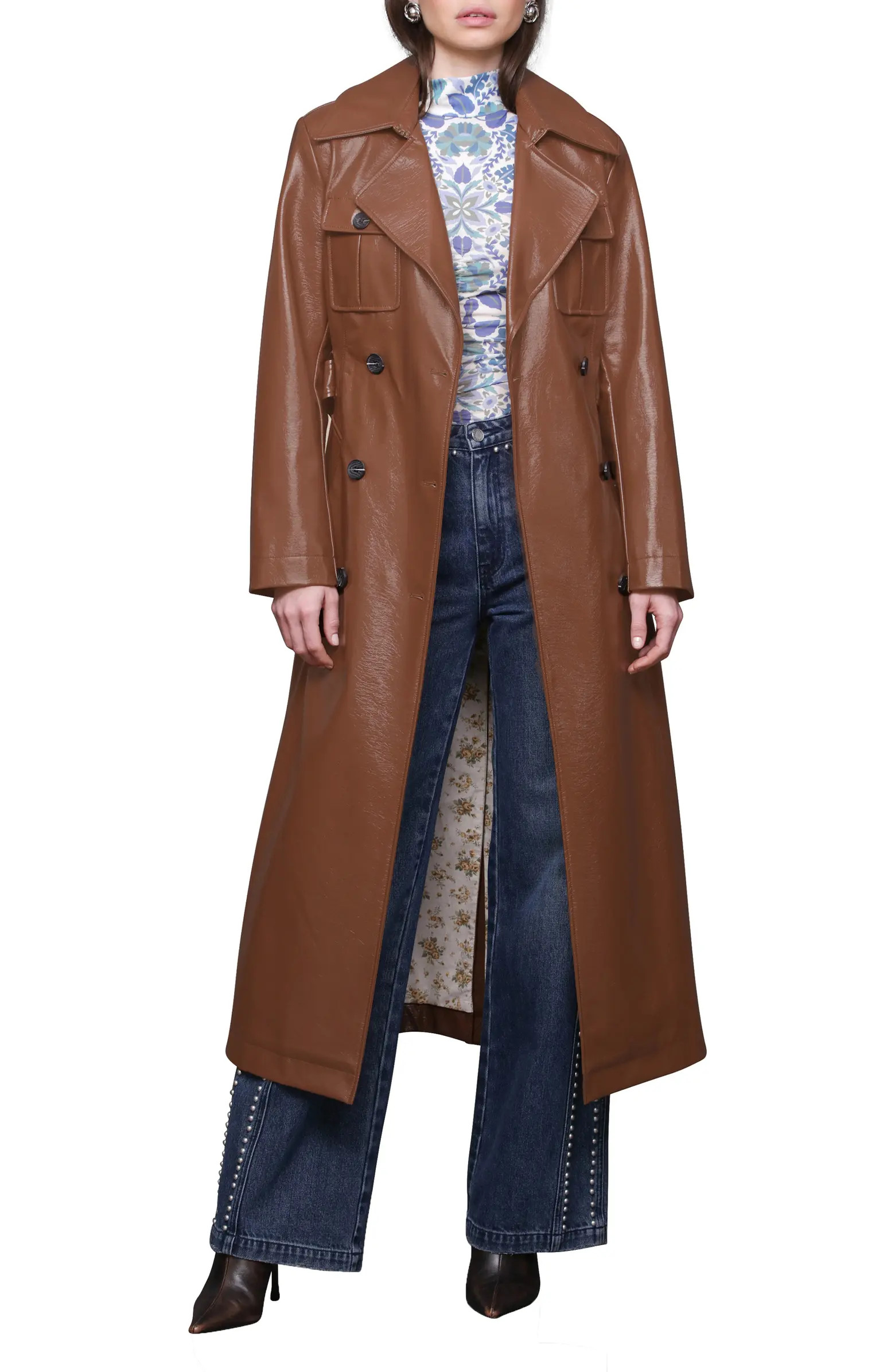 Avec Les Filles Belted Faux Leather Utility Trench Coat | Nordstrom | Nordstrom