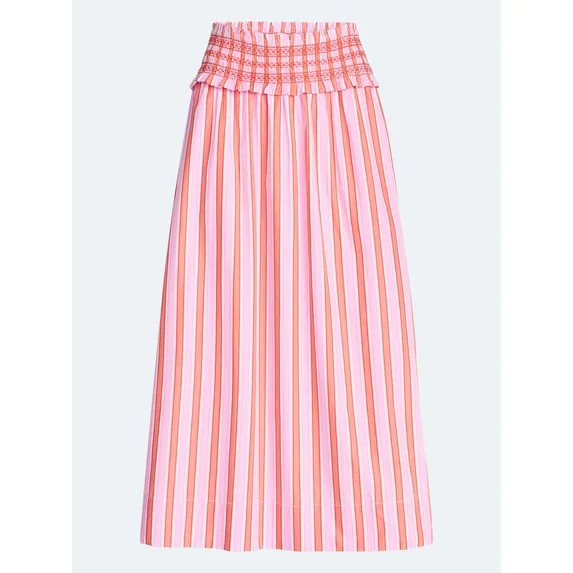 Free Assembly Women's and Women's Plus Striped Cotton Maxi Skirt with Smocked Waist, Sizes XS-4X | Walmart (US)