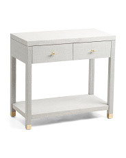 32in Linen Wrapped Two Drawer Side Table | Marshalls