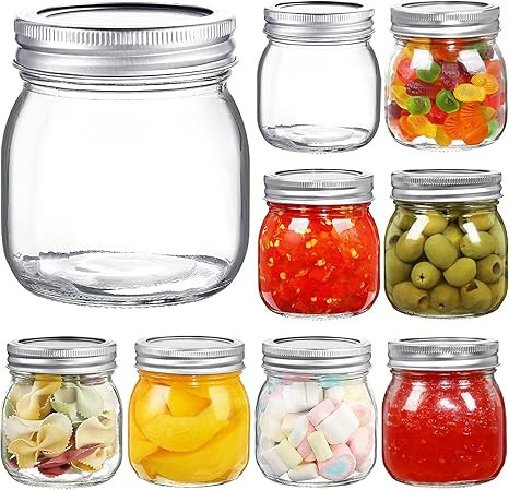 YEBODA 9 Pack Wide Mouth Mason Jars 10 oz Glass Canning Jars with Airtight Lids and Bands for Pre... | Amazon (US)