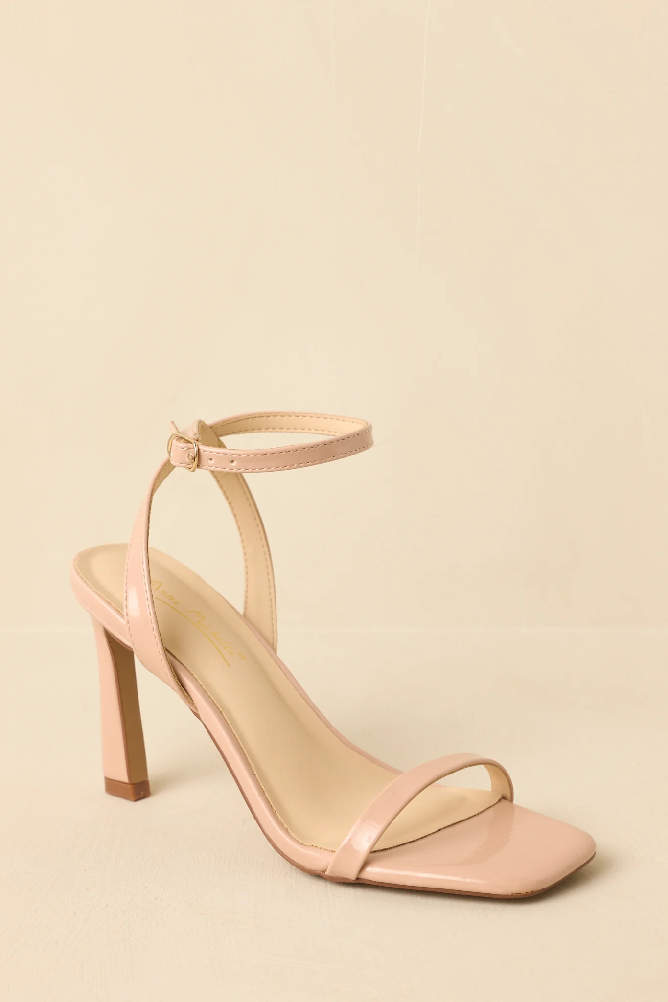 Walk This Way Nude Ankle Strap Heels | Red Dress