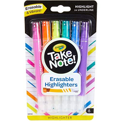 Crayola Take Note Erasable Highlighters, Cool School Supplies, Chisel Tip Markers, 6 Count | Amazon (US)