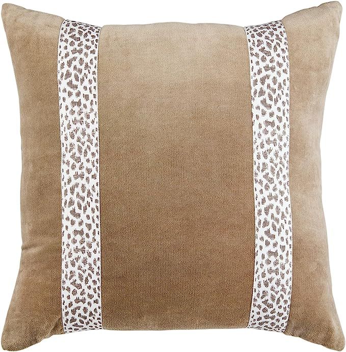 Mud Pie Brown Leopard Trim Pillow, 20" x 20", Square | Amazon (US)