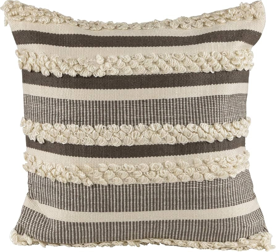 Northlight 20" Gray and Cream Handloom Woven Outdoor Throw Pillow | Amazon (US)